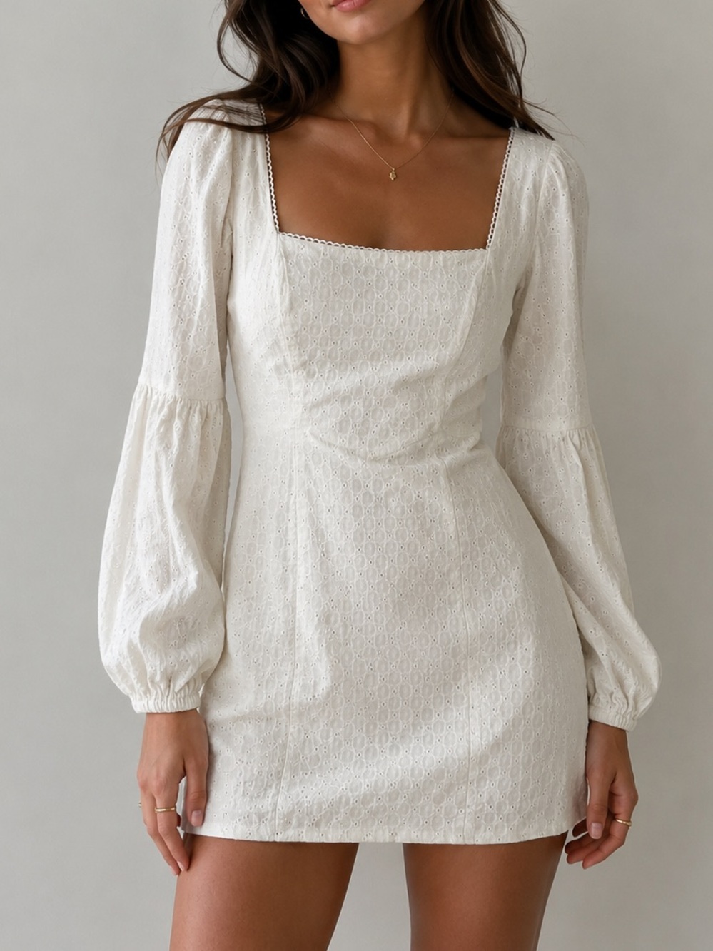 Fame and Partners Eylet Squareneck Mini Dress